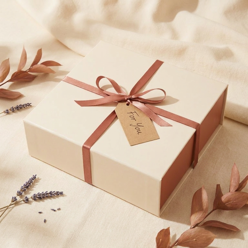 Le coffret fermé avec ruban